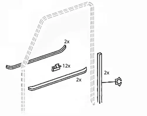 PUCH G WINDOW GUIDE KIT_463, FRONT