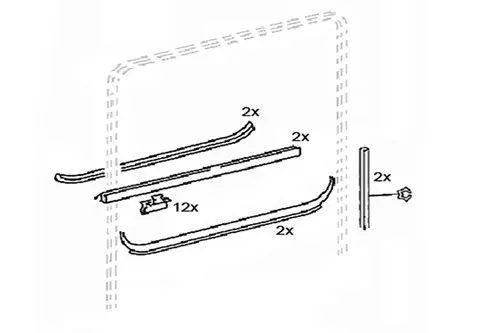PUCH G WINDOW GUIDE KIT, REAR DOORS